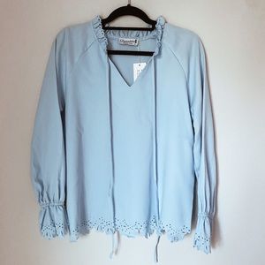 Glamaker Blue Floral Long Sleeve Blouse